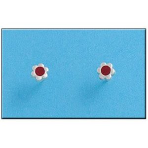 Pendiente plata 925mm flor rojo