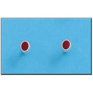 Pendiente plata 925mm oval rojo