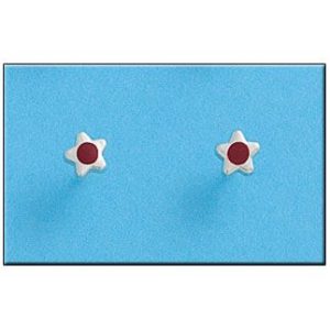 Pendiente plata 925mm estrella roja