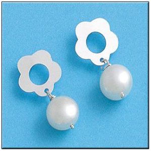 Pendiente plata 925mm flor perla