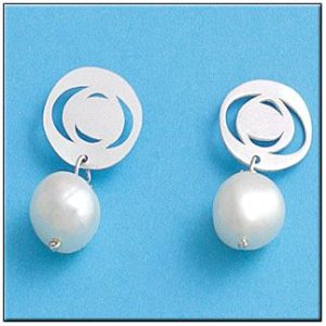 Pendiente plata 925mm circulo perla