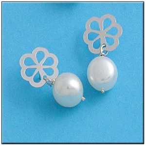 Pendiente plata 925mm flor perla
