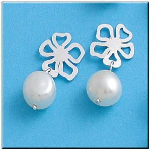 Pendiente plata 925mm flor perla