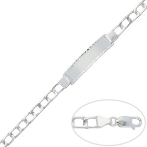 Pulsera con placa plata 925mm – 6mm