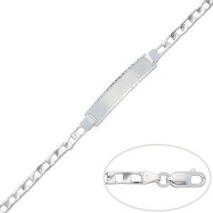 Pulsera con placa plata 925mm – 4mm