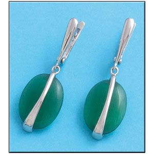 Pendientes plata 925mm ojo de gato verde