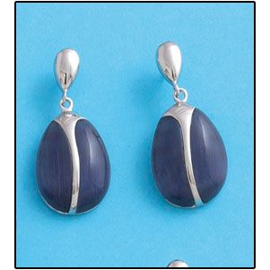 Pendientes plata 925mm ojo de gato