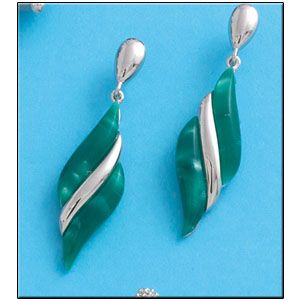Pendientes plata 925mm resina verde