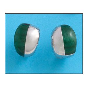 Pendientes plata 925mm ojo de gato verde
