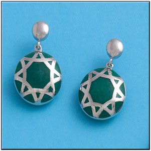 Pendientes plata 925mm resina verde