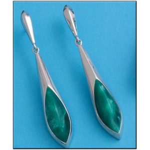 Pendientes plata 925mm resina verde