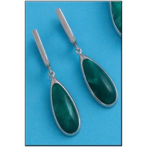 Pendientes plata 925mm resina verde