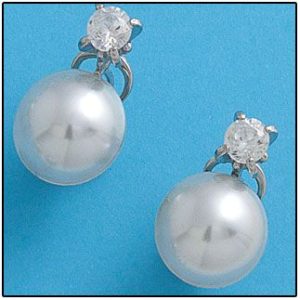 Pendiente plata 925mm perla china – 15mm