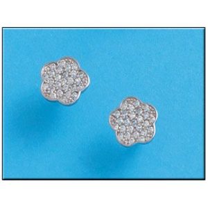 Pendientes flor circonitas plata 925mm