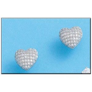 Pendientes corazon circonita plata 925mm