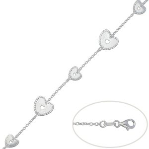 Pulsera plata 925mm corazones
