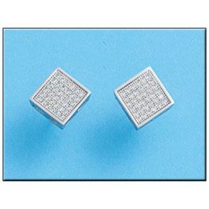 Pendientes plata 925mm cuadrado circonitas
