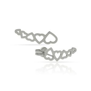Pendientes plata 925mm trepadores corazones