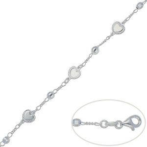 Pulsera plata 925mm corazones