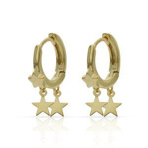 Aros plata chapada estrellas – 4mm