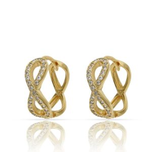 Aros infinito plata chapada oro circonitas – 7mm