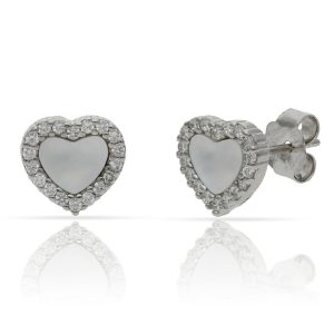 Pendientes plata 925mm corazon nacar circonitas – 8.50mm