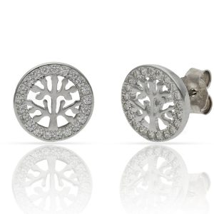 Pendientes plata 925mm arbol de la vida circonitas – 10mm