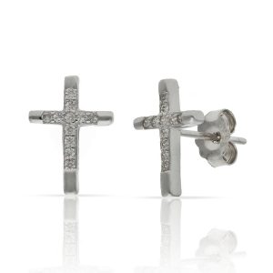 Pendientes plata 925mm cruz circonitas – 8.50x12mm