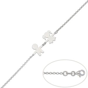 Pulsera plata 925mm niño + niña
