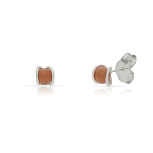 Pendientes plata 925mm perla salmon – 4mm