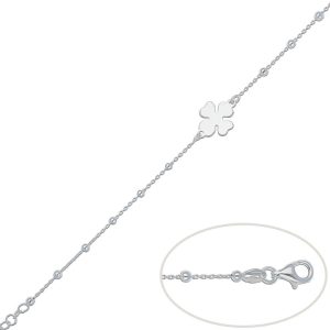 Pulsera plata 925mm trebol + bolas