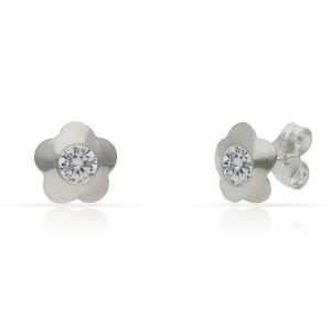 Pendientes plata 925mm flor circonitas – 8mm