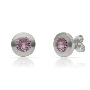Pendientes plata 925mm piedra rosa – 8.50mm