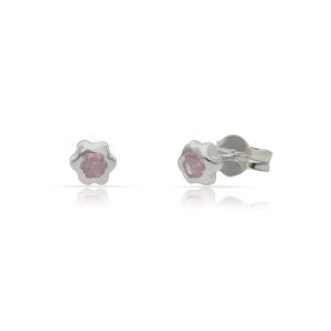 Pendientes plata 925mm flor piedra rosa – 4.50mm