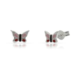 Pendiente plata 925mm mariposa esmaltada – 7x7mm