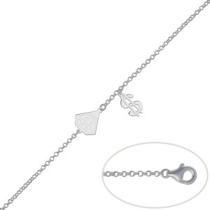 Pulsera plata 925mm diamante + dolar