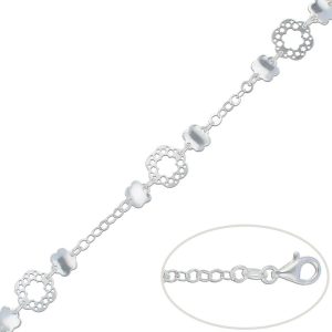 Pulsera plata 925mm flores