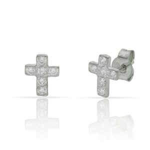 Pendientes plata 925mm cruz circonitas – 6.50x8mm