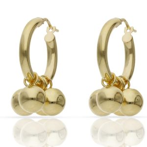 Aros plata chapada oro bolas – 12mm