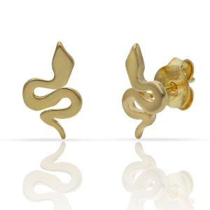 Pendientes plata chapada oro serpiente – 8x13mm