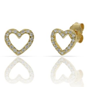 Pendientes plata chapada oro corazon – 9x8mm