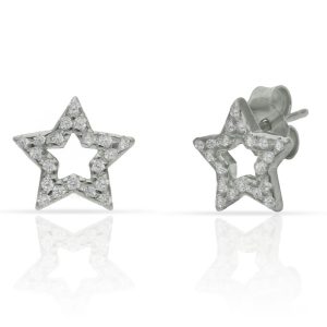 Pendientes plata 925mm estrellas circonitas – 10mm