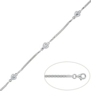 Pulsera plata 925mm corazones
