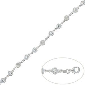 Pulsera plata 925mm corazones + bolas