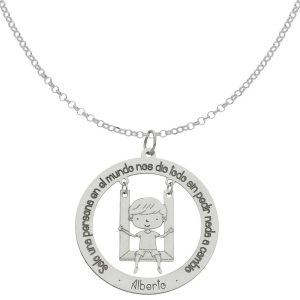 Gargantilla plata 925mm frase + niño – 28mm