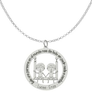 Gargantilla plata 925mm frase + niños – 28mm