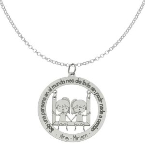 Gargantilla plata 925mm frase + niñas – 28mm