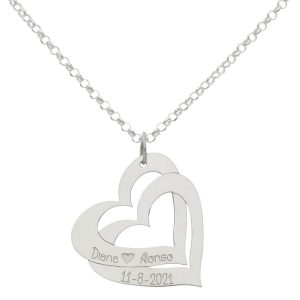 Gargantilla plata 925mm – 2 corazones