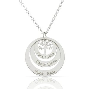 Gargantilla plata 925mm 3 circulos + arbol de la vida – 25mm