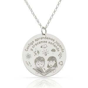 Gargantilla plata 925mm niños libro + frase – 28mm